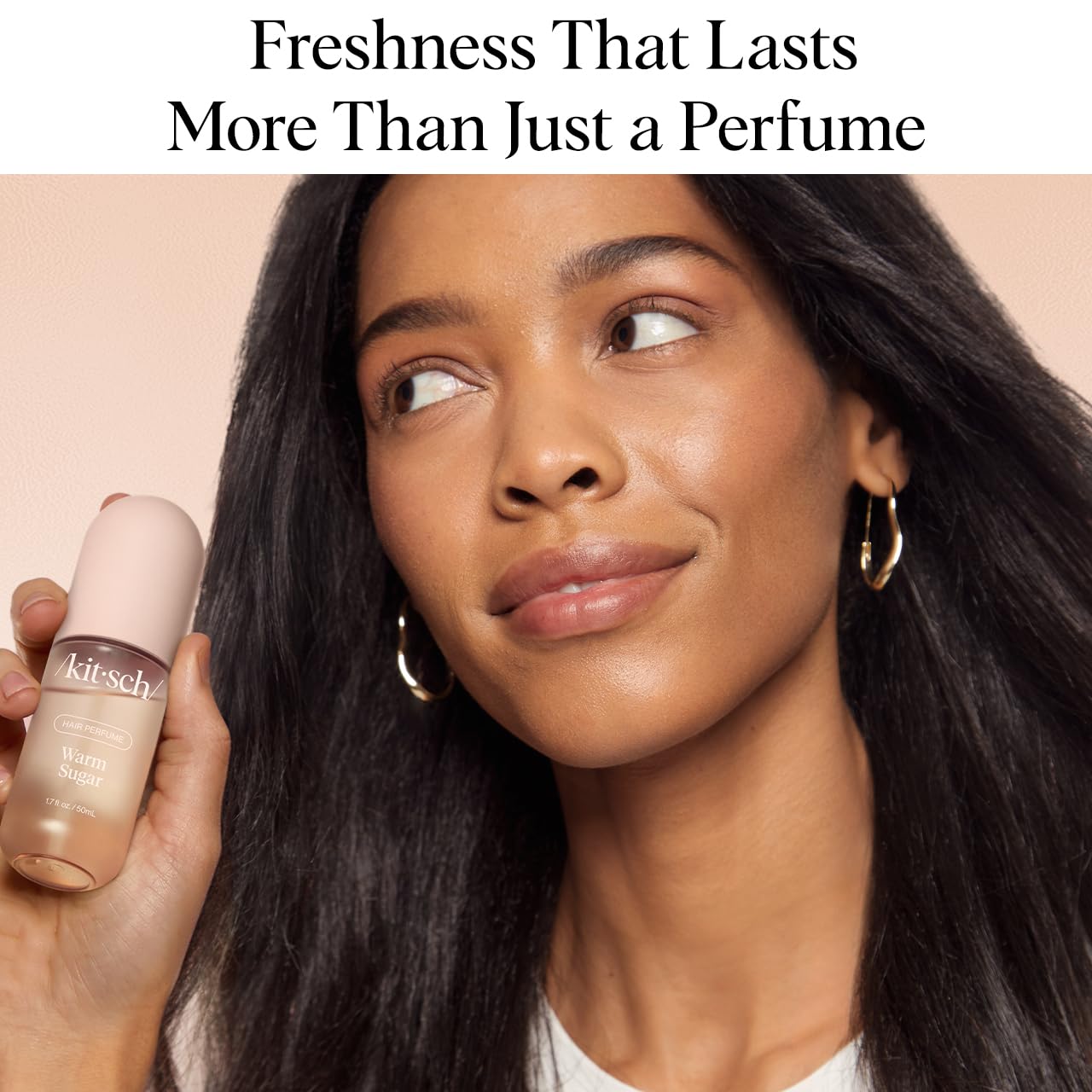 Kitsch Warm Sugar Hair Perfume For Women - Clean, Deodorizing, and Patented Odor-Eliminating Technology, Body Mist - Freshen Hair, Body & Pillows - Sweet Pink Grapefruit & Warm Vanilla Scent - 50ml 24Hr Smart